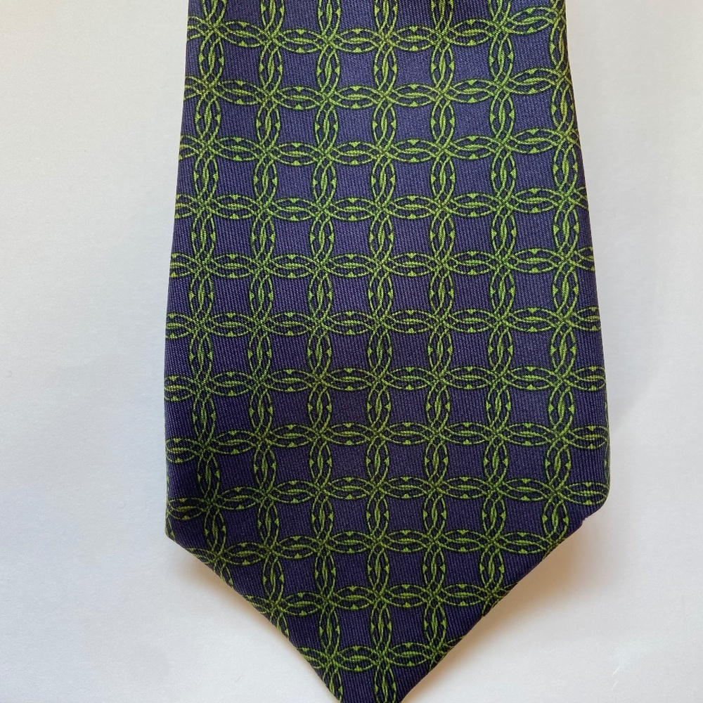 Dark Blue Hermes Silk Tie - Picture 1 of 3